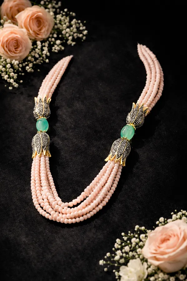 Handcrafted_Peach_Onyx_Bead_Layered_Necklace