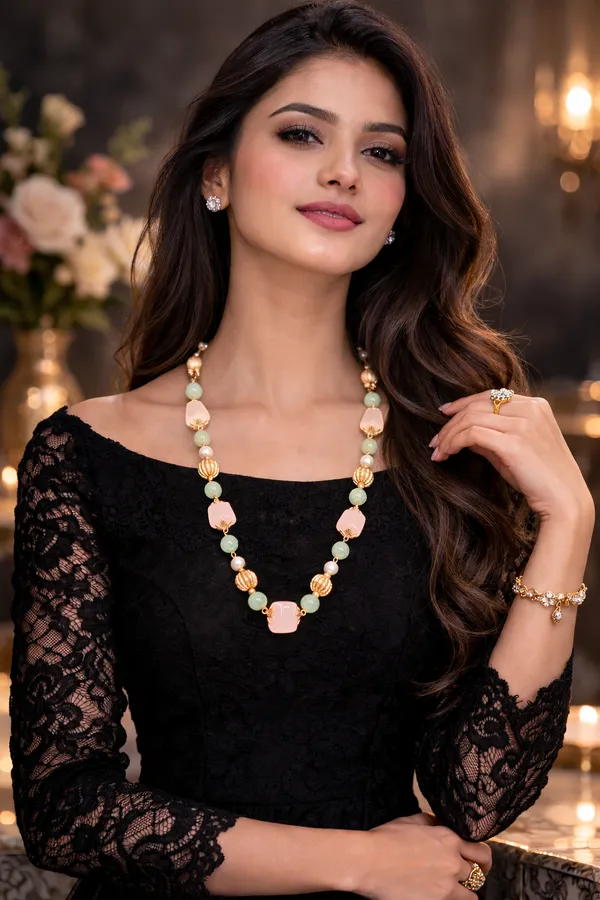 Luxury_Rose_Quartz_Gemstone_Featuring_Green_Aventurine_Necklace