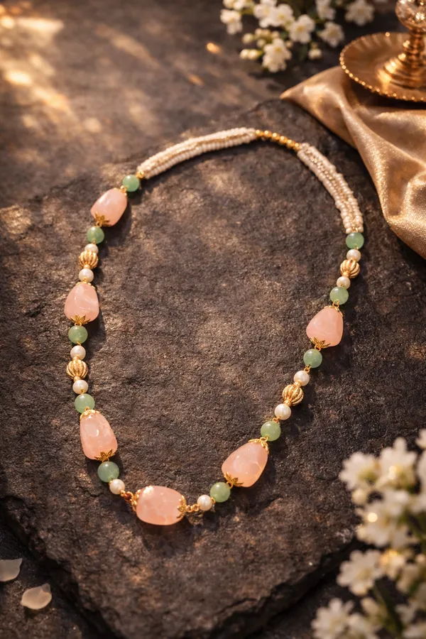 Luxury_Rose_Quartz_Gemstone_Featuring_Green_Aventurine_Necklace