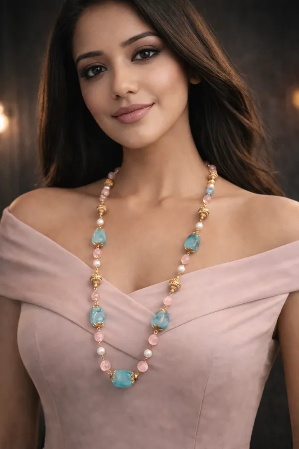 Royal_Turquoise_And_Pink_Melon_Gemstone_Necklace