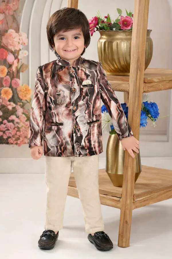 Multicolor_Ethnic_Bandhgala_Set_Brown_Abstract_Print