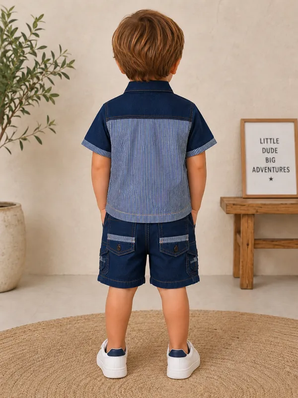 Mini_Captain_Premium_Denim_Stripe_Shirt_&_Shorts_Set