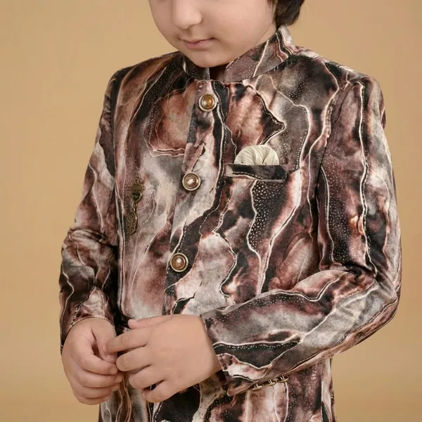 Multicolor_Ethnic_Bandhgala_Set_Brown_Abstract_Print