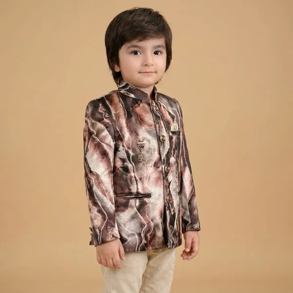 Multicolor_Ethnic_Bandhgala_Set_Brown_Abstract_Print