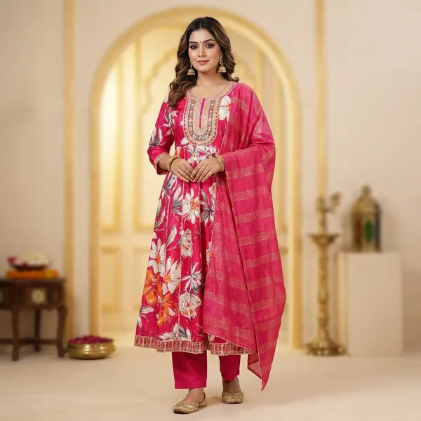 Pink_Floral_Print_Anarkali_Suit_Set_With_Dupatta