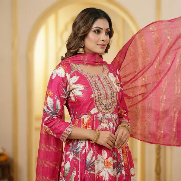 Pink_Floral_Print_Anarkali_Suit_Set_With_Dupatta