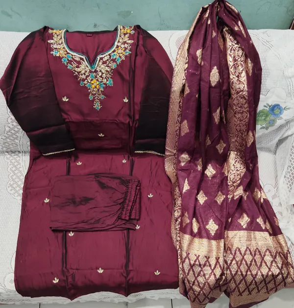Maroon_Embroidered_Suit_Set_With_Banarasi_Dupatta