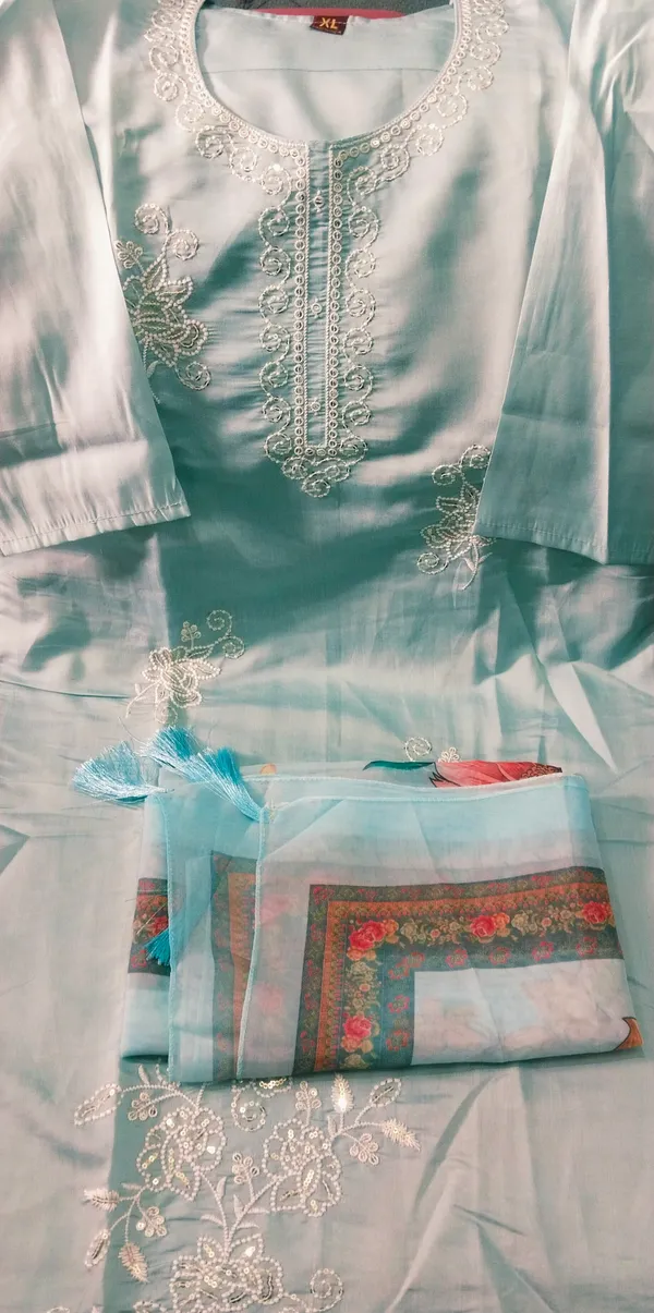 Mint_Green_Embroidered_Kurta_Set_With_Floral_Dupatta