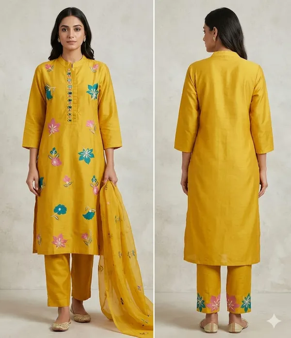 Yellow_Floral_Embroidered_Kurta_Set_With_Dupatta