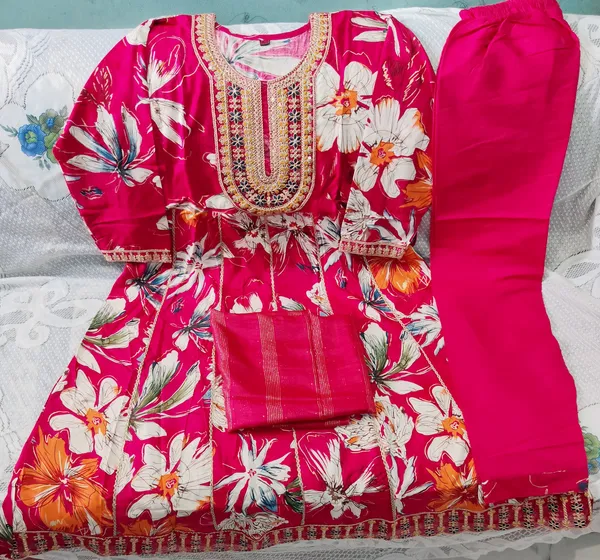 Pink_Floral_Print_Anarkali_Suit_Set_With_Dupatta