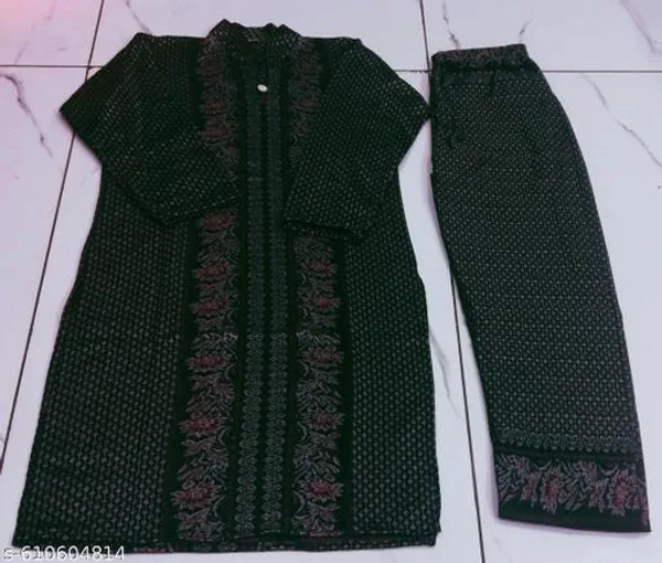 Black_Cotton_Woolen_Kurta_With_Bottom