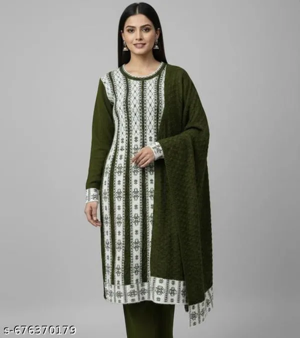 Green_Cotton_Beautiful_Frock_Suit_With_Bottom_And_Dupatta
