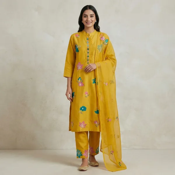 Yellow_Floral_Embroidered_Kurta_Set_With_Dupatta