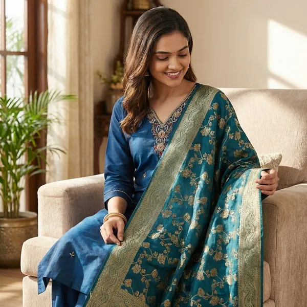Blue_Embroidered_Suit_Set_With_Floral_Dupatta_3_Piece