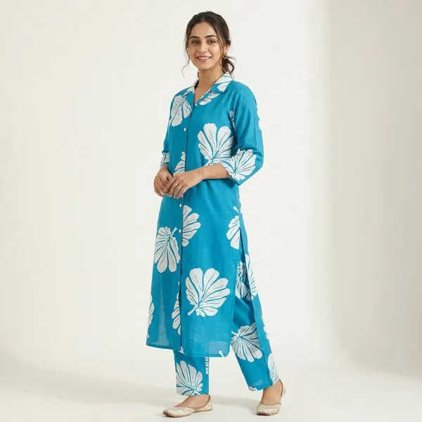 Blue_Cotton_Sherwani_Kurta_With_Bottom