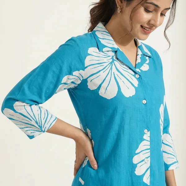 Blue_Cotton_Sherwani_Kurta_With_Bottom