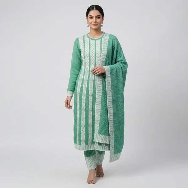 Mint_Green_Cotton_Frock_Suit_With_Bottom_And_Dupatta