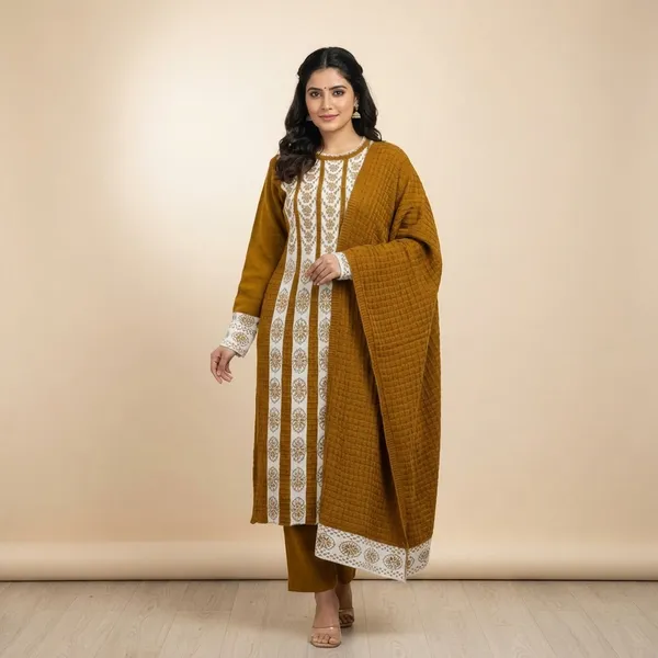 Yellow_Cotton_Beautiful_Frock_Suit_With_Bottom_And_Dupatta