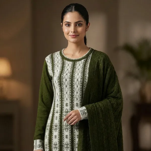 Green_Cotton_Beautiful_Frock_Suit_With_Bottom_And_Dupatta