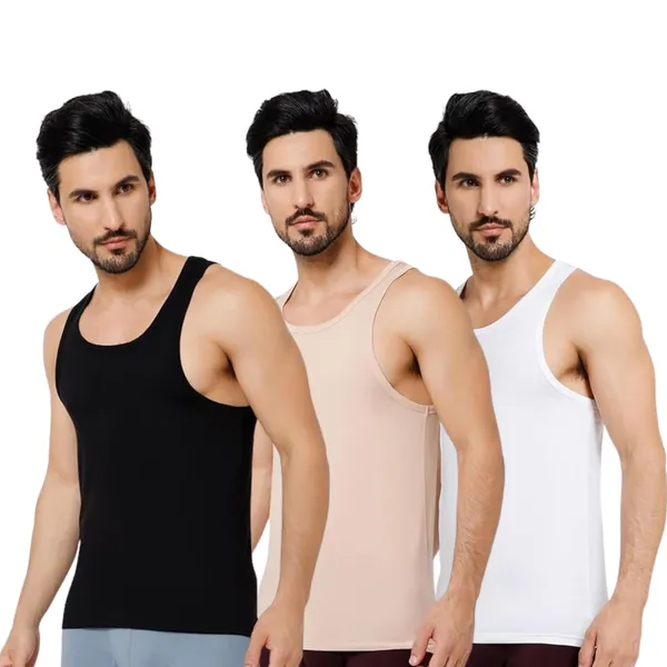 OXYZONE_Men's_Modal_Vest_Set_Super_Soft_Solid_Round_Neck_Sleeveless_Baniyan_Innerwear_for_Men,_Breathable,_Odour-Free,_Anti_Bacterial_Regular_Fit_Undershirt,_Pack_of_3_(Black,_Beige,_White)