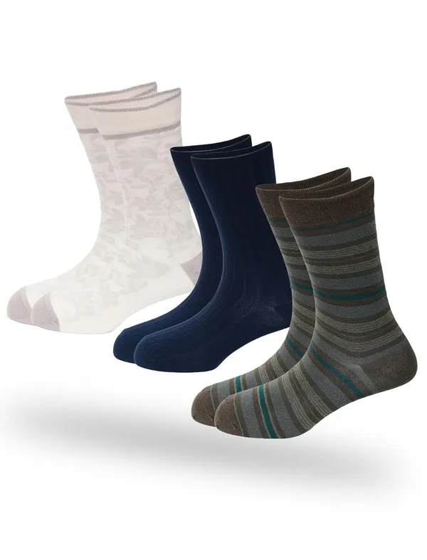 OXYZONE_3_Pair_Combo_Calf_Length_Socks_for_Men,_Mercerized_Cotton_Cushioned_Heel_&_Toe,_Anti_Bacterial_&_Anti_Odour_Socks_Set_for_Sports,_Gym,_Casual_Wear_-_Multicolour