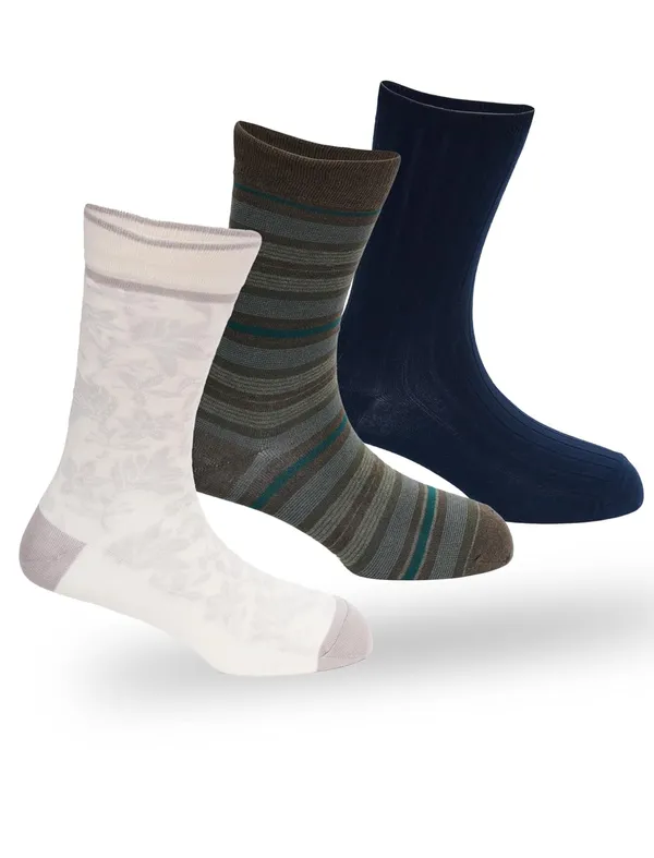 OXYZONE_3_Pair_Combo_Calf_Length_Socks_for_Men,_Mercerized_Cotton_Cushioned_Heel_&_Toe,_Anti_Bacterial_&_Anti_Odour_Socks_Set_for_Sports,_Gym,_Casual_Wear_-_Multicolour