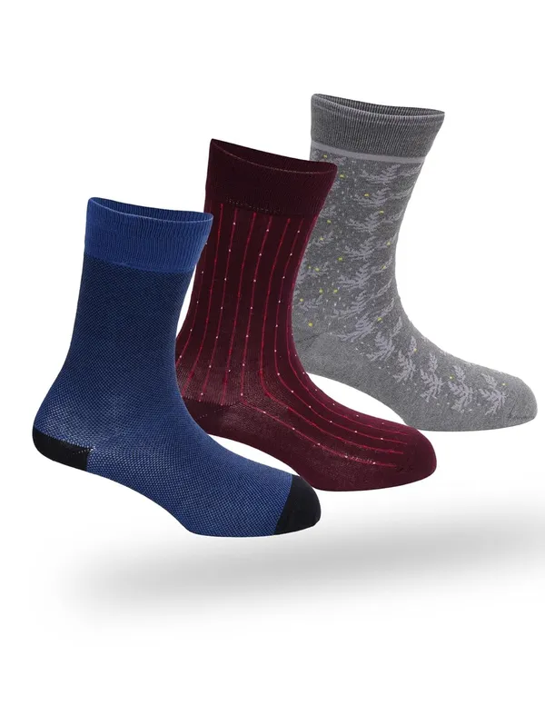 OXYZONE_3_Pair_Combo_Calf_Length_Socks_for_Men,_Mercerized_Cotton_Cushioned_Heel_&_Toe,_Anti_Bacterial_&_Anti_Odour_Socks_Set_for_Sports,_Gym,_Casual_Wear_-_Multicolour