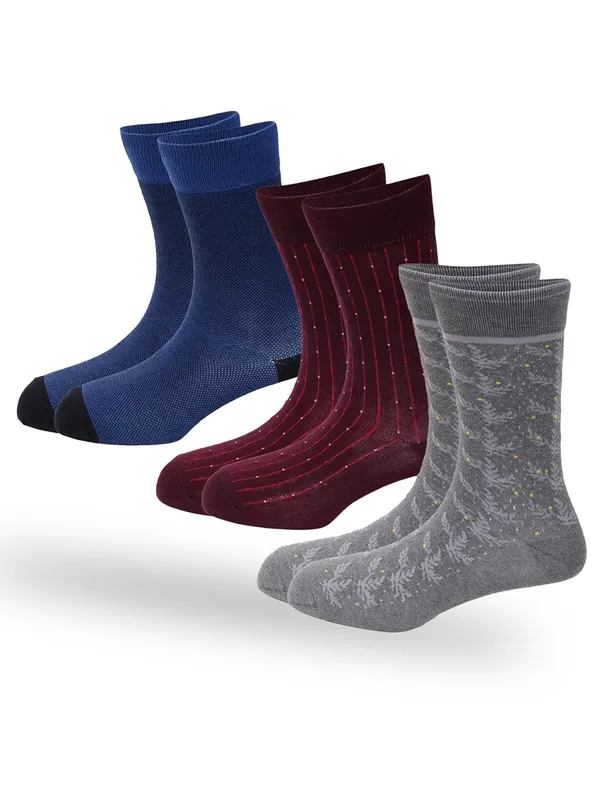 OXYZONE_3_Pair_Combo_Calf_Length_Socks_for_Men,_Mercerized_Cotton_Cushioned_Heel_&_Toe,_Anti_Bacterial_&_Anti_Odour_Socks_Set_for_Sports,_Gym,_Casual_Wear_-_Multicolour