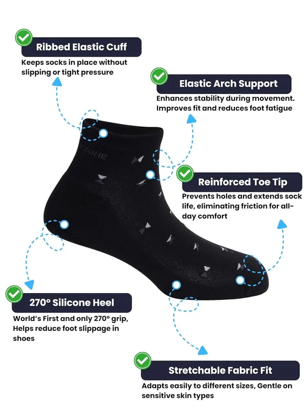 OXYZONE_3_Pair_Combo_Ankle_Length_Socks_for_Men,_Mercerized_Cotton_Cushioned_Heel_&_Toe,_Anti_Bacterial_&_Anti_Odour_Socks_Set_for_Sports,_Gym,_Casual_Wear_-_Multicolour