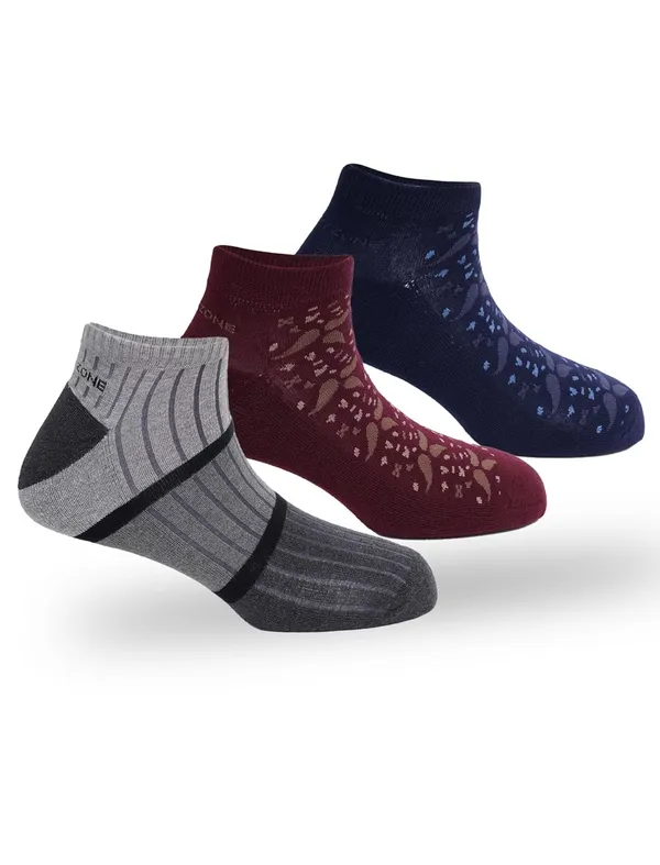 OXYZONE_3_Pair_Combo_Ankle_Length_Socks_for_Men,_Mercerized_Cotton_Cushioned_Heel_&_Toe,_Anti_Bacterial_&_Anti_Odour_Socks_Set_for_Sports,_Gym,_Casual_Wear_-_Multicolour