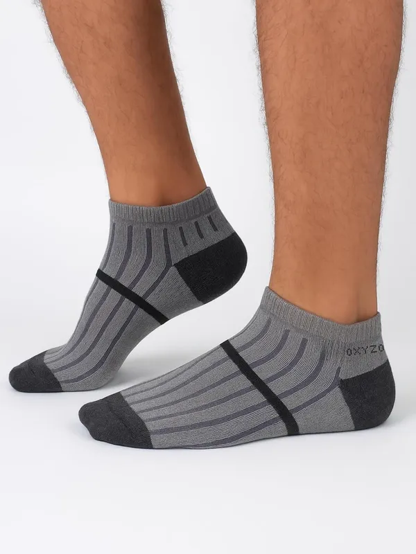 OXYZONE_3_Pair_Combo_Ankle_Length_Socks_for_Men,_Mercerized_Cotton_Cushioned_Heel_&_Toe,_Anti_Bacterial_&_Anti_Odour_Socks_Set_for_Sports,_Gym,_Casual_Wear_-_Multicolour