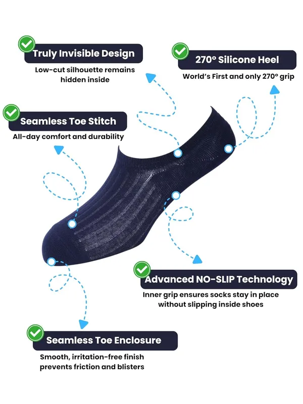 OXYZONE_3_Pair_Combo_Low-Cut_Invisible_No-Show_Socks_for_Men,_Mercerized_Cotton_Cushioned_Heel_&_Toe,_Anti_Bacterial_&_Anti_Odour_Socks_Set_for_Sports,_Gym,_Casual_Wear_-_(Multicolour)