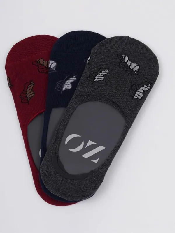 OXYZONE_3_Pair_Combo_Low-Cut_Invisible_No-Show_Socks_for_Men,_Mercerized_Cotton_Cushioned_Heel_&_Toe,_Anti_Bacterial_&_Anti_Odour_Socks_Set_for_Sports,_Gym,_Casual_Wear_-_(Multicolour)