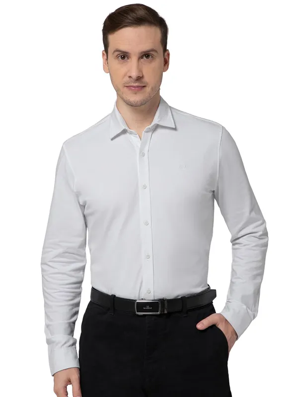 OXYZONE_Premium_Solid_Pique_Cotton_White_Shirt_for_Men,_Full_Sleeve,_Spread_Collar,_Slim_Fit_Textured_Mens_Formal_Shirt_for_Office,_Everyday_Wear,_Casual,_Soft_&_Breathable_Fabric