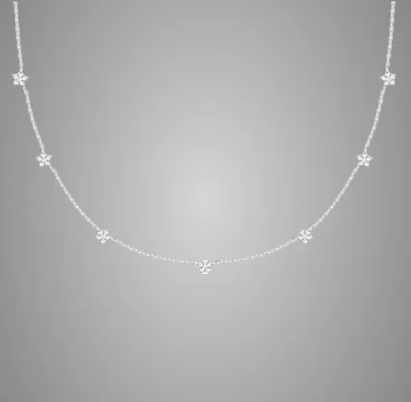 Silver_Elegant_Diamond_Star_Station_Necklace_For_Women