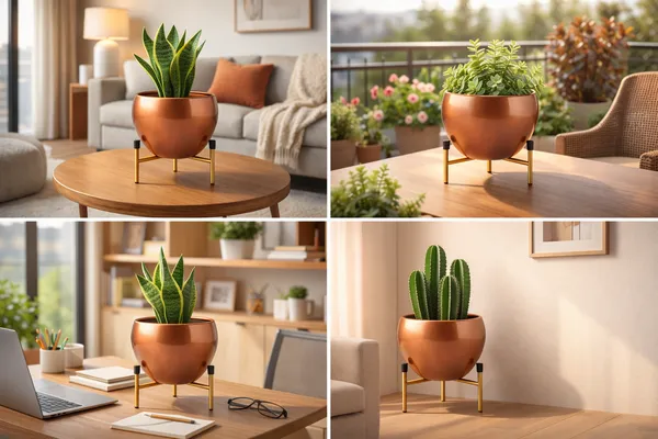 Brown_And_Rose_Gold_Iron_Seraphine_Pot_With_Stand_Home_Decor_For_Indoor_Plants,Living_Room_Decor,Bedroom_Decor,Corner_Decor_And_Statement_Piece