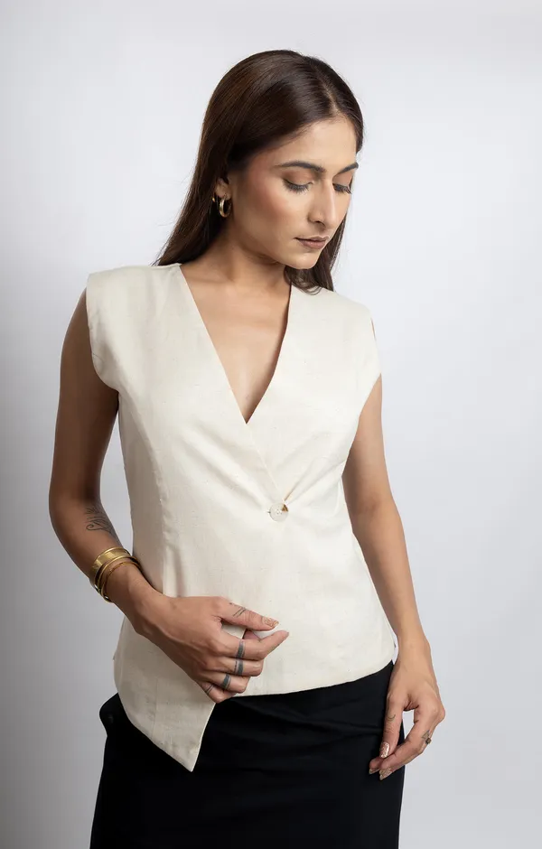 Calm_Off_White_Cotton_Waistcoat_For_Women