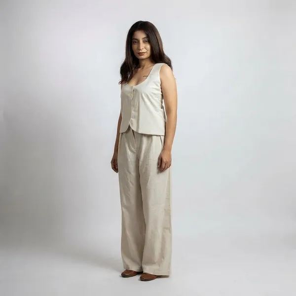 Laze_Off_White_Cotton_Waistcoat_For_Women