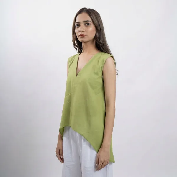 Moss_Apple_Green_Cotton_Tops_For_Women