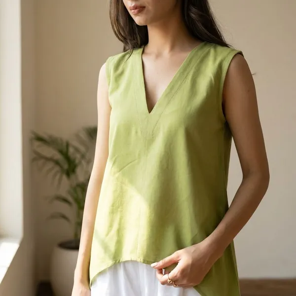 Moss_Apple_Green_Cotton_Tops_For_Women