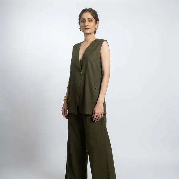 Muse_Military_Green_Cotton_Waistcoat_For_Women