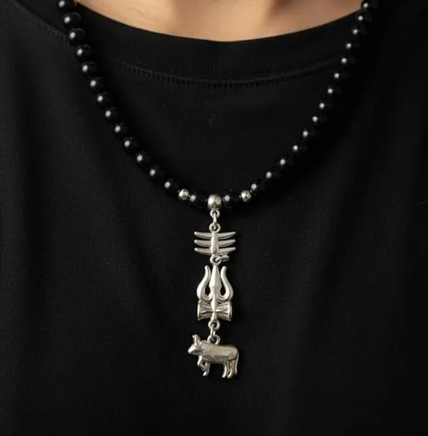 Shiva_Silver_Beads_And_Metal_Necklace/Mala_For_Men_And_Women