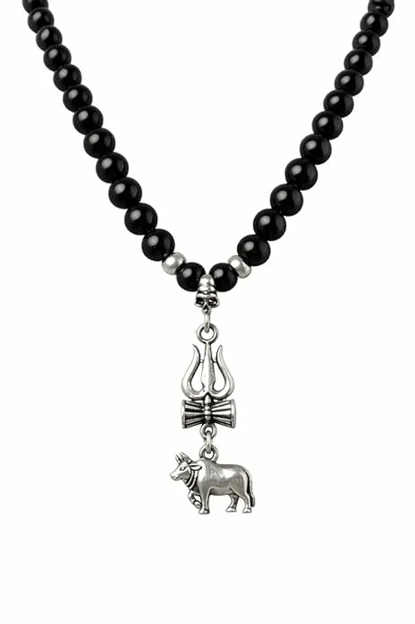 Shiva_Silver_Beads_And_Metal_Necklace/Mala_For_Men_And_Women