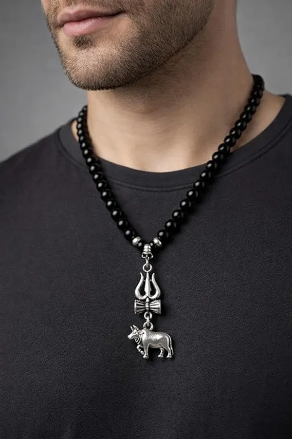 Shiva_Silver_Beads_And_Metal_Necklace/Mala_For_Men_And_Women
