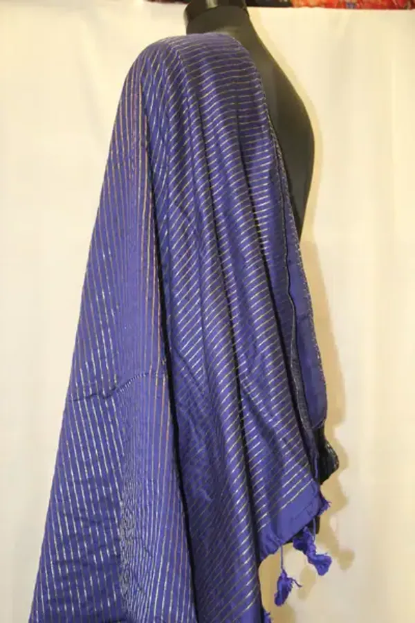 Khadi_Cotton_Zari_Stripes_Dark_Blue