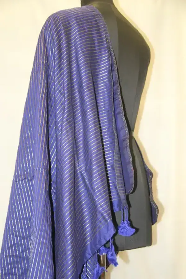 Khadi_Cotton_Zari_Stripes_Dark_Blue