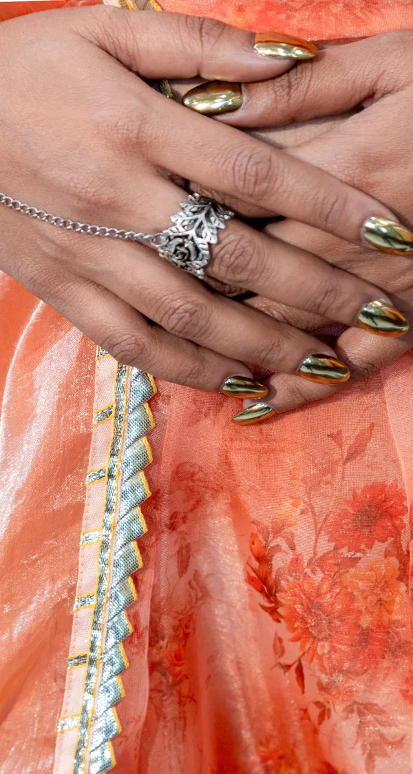 Lehenga_Organza_Floral_Orange