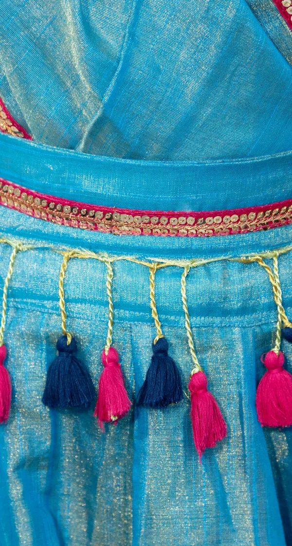 Lehenga_Cotton_Tissue_Blue_With_Belt