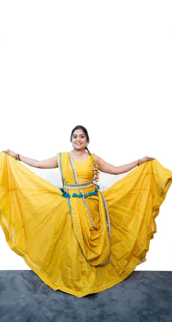 Lehenga_Cotton_Tissue_Yellow_With_Belt