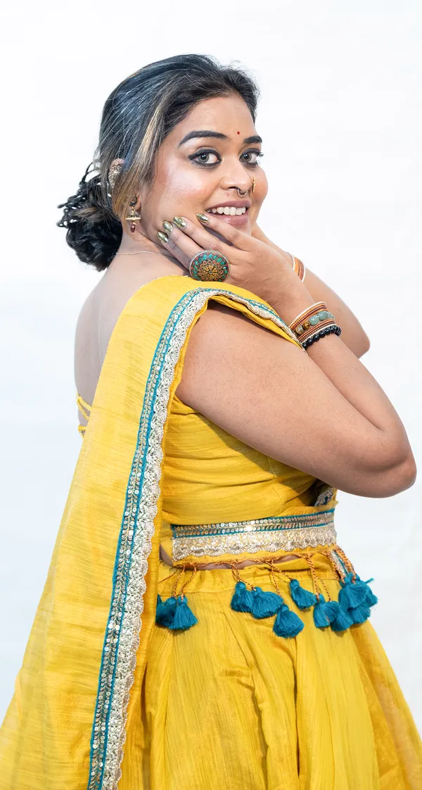 Lehenga_Cotton_Tissue_Yellow_With_Belt